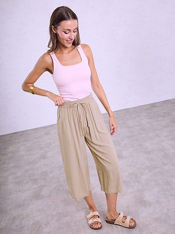 Cotton culottes in dark beige