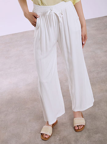 Cotton wide leg trousers in white