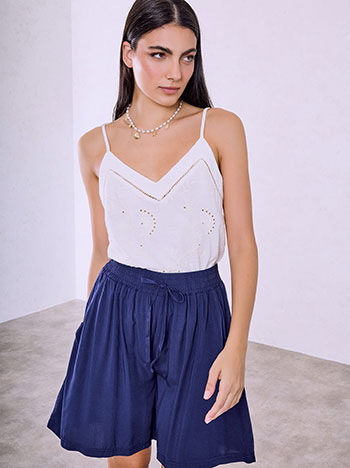 Bermuda shorts with elastic waistband in dark blue
