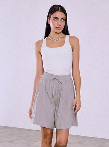 Bermuda shorts with elastic waistband in light grey