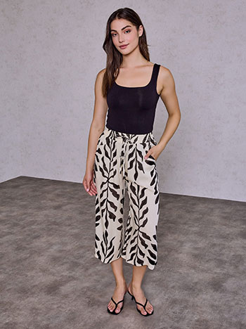 Printed culottes in black