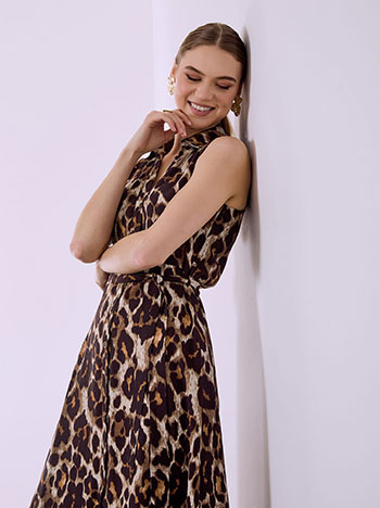 Σεμιζιέ φόρεμα λεοπάρ σε καφέ