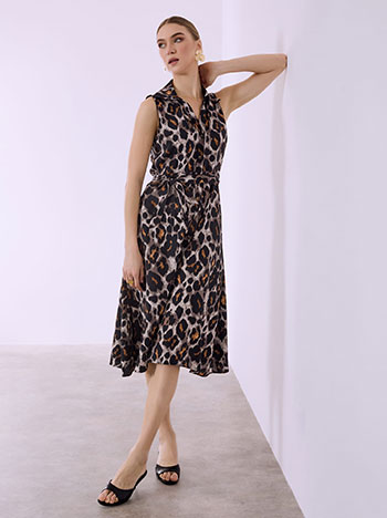 Σεμιζιέ φόρεμα λεοπάρ σε μαύρο