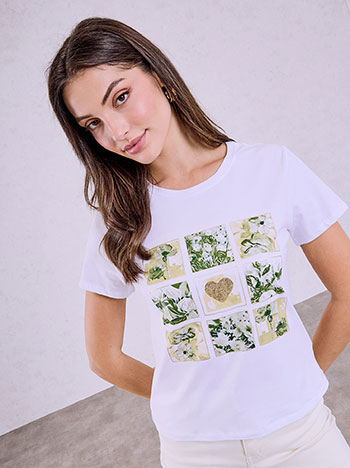 T-shirt with graphic print in green white