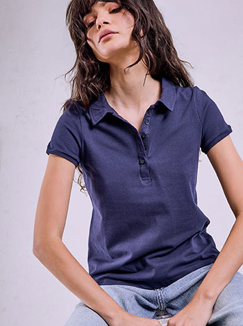 Polo cotton top in dark blue