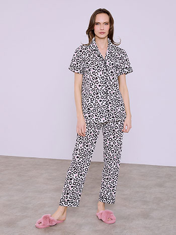Pyjama set leopard in off white