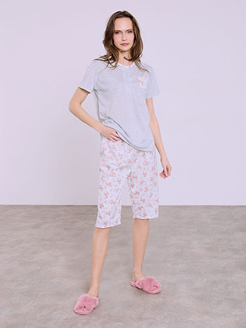 Σετ πιτζάμας με φλοράλ σχέδιο σε γκρι