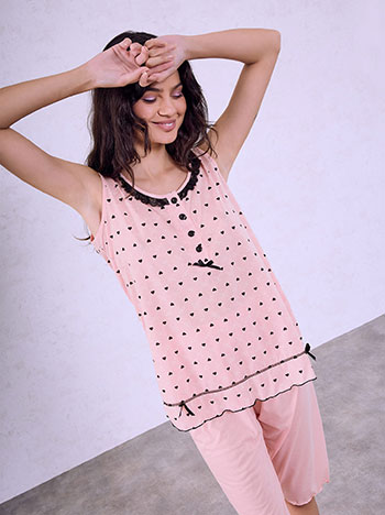 Pyjamas set with hearts in peach