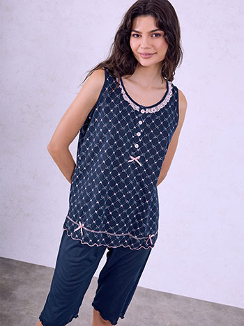 Pyjamas set with hearts in dark blue