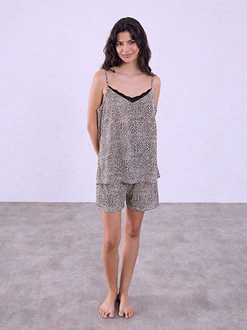 Leopard pyjamas set in light brown