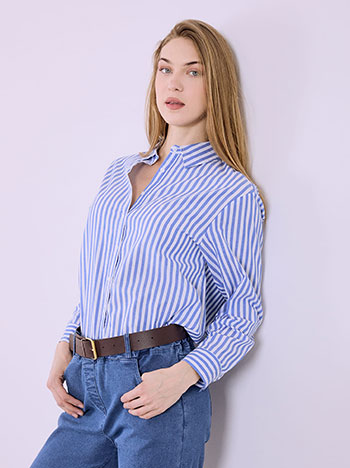 Shirt cotton with stripes in blue