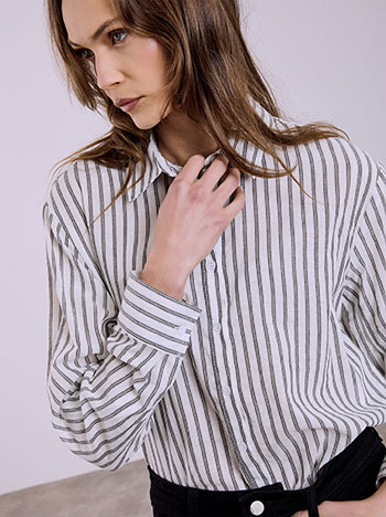 Striped cotton shirt in black