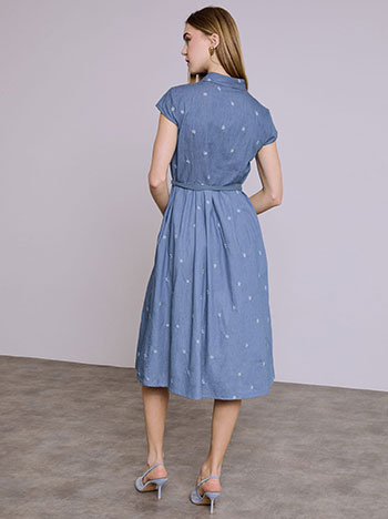 Shirt dress with flowers in blue | Celestino