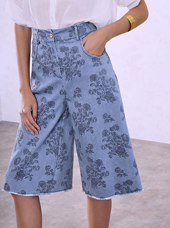 Raw hem bermuda shorts in blue