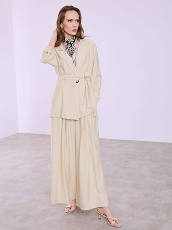 Wide leg trousers with viscose in beige