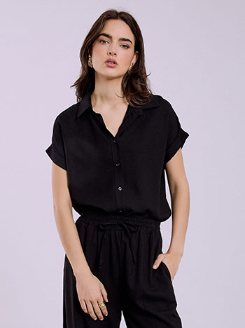 Shirt with rolled up sleeves in black