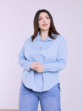 Shirt with side slits in sky blue