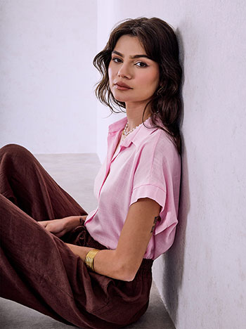 Shirt monochrome viscose in pink