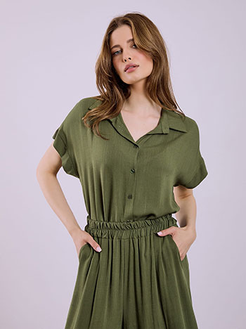 Shirt monochrome viscose in khaki