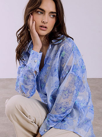 Μπλούζα floral σε γαλάζιο