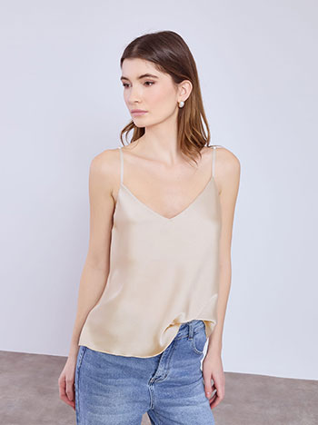 Lingerie top satin in beige