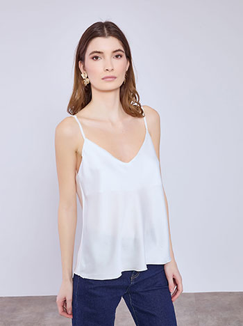 Lingerie τοπ σατέν σε λευκό