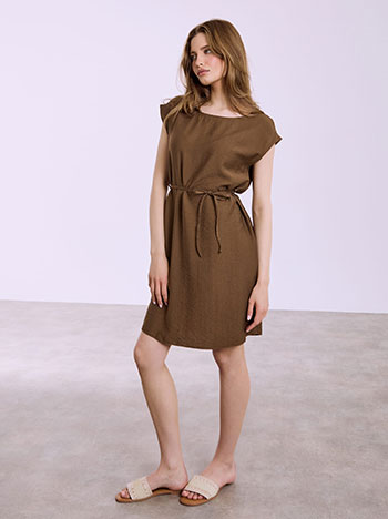 Φόρεμα μίνι μονόχρωμο σε καφέ