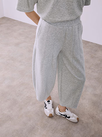 Barrel pants with decorative seams in grey