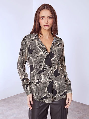 Πουκάμισο εμπριμέ σε μαύρο