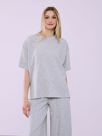 Μπλούζα oversized με ανοίγματα στο πλάι σε γκρι