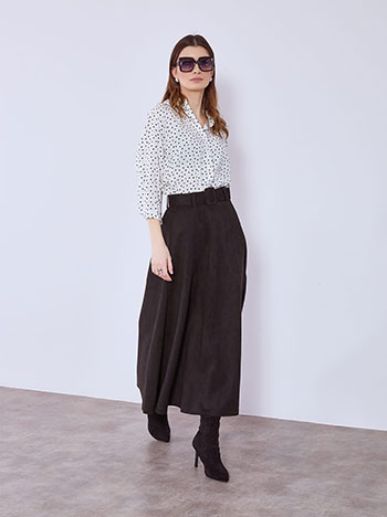 Skirt midi suede like in black