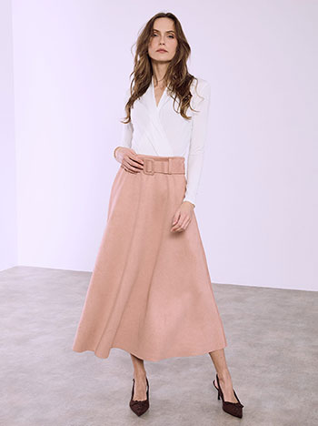 Skirt midi suede like in pink