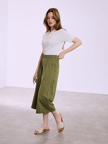 Ζιπ κιλότ βαμβακερή σε λαδί