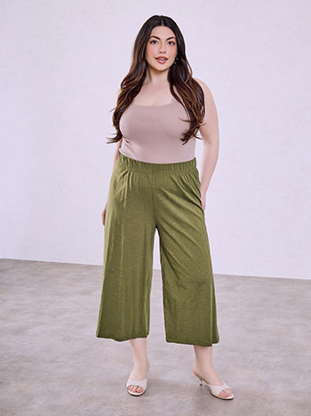 Cotton culottes in olive green