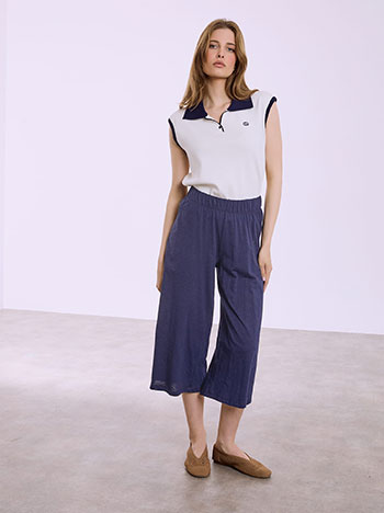 Ζιπ κιλότ βαμβακερή σε σκούρο μπλε