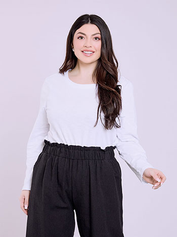 Μπλούζα βαμβακερή σε λευκό