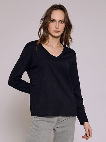 Top long sleeved cotton in black