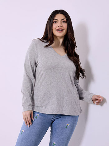 Top long sleeved cotton in grey