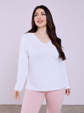 Top long sleeved cotton in white