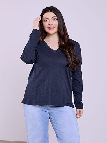 Top long sleeved cotton in dark blue