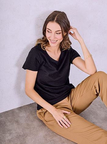 T-shirt βαμβακερό σε μαύρο