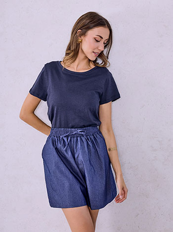 T-shirt βαμβακερό σε σκούρο μπλε
