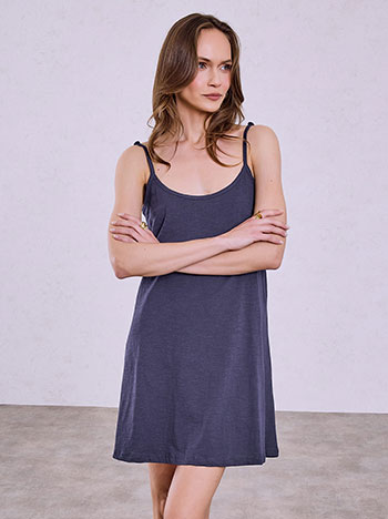 Cotton mini dress in dark blue