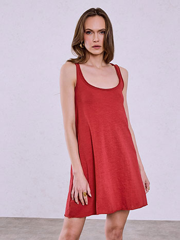 Cotton sleeveless dress in light red