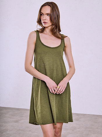 Cotton sleeveless dress in olive green