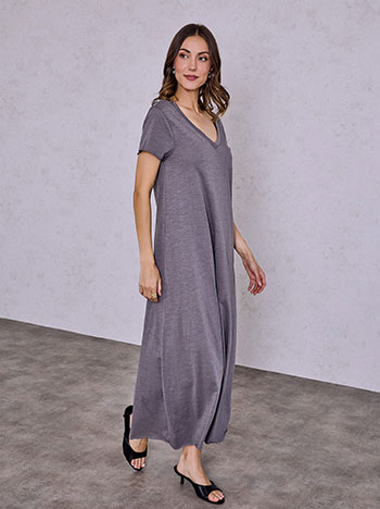 Φόρεμα μάξι από βαμβάκι σε γκρι σκούρο