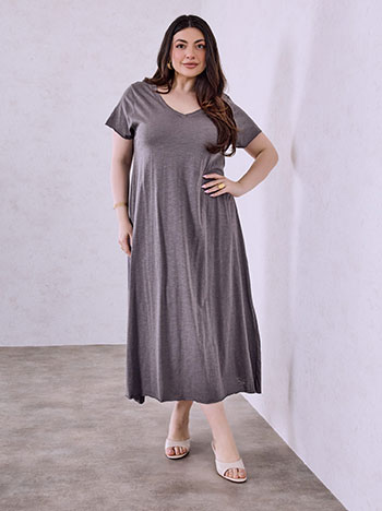 Cotton maxi dress in dark grey