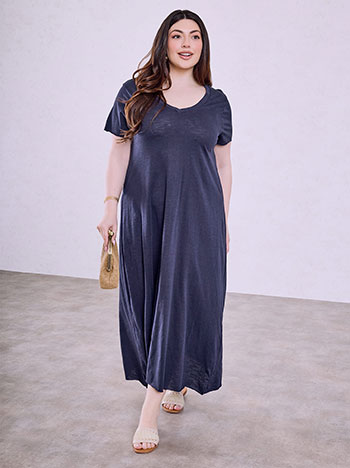 Cotton maxi dress in dark blue