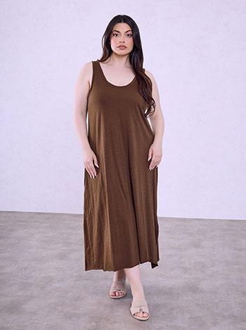 Midi cotton dress in brown