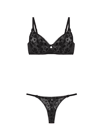 Lingerie set with roses in black